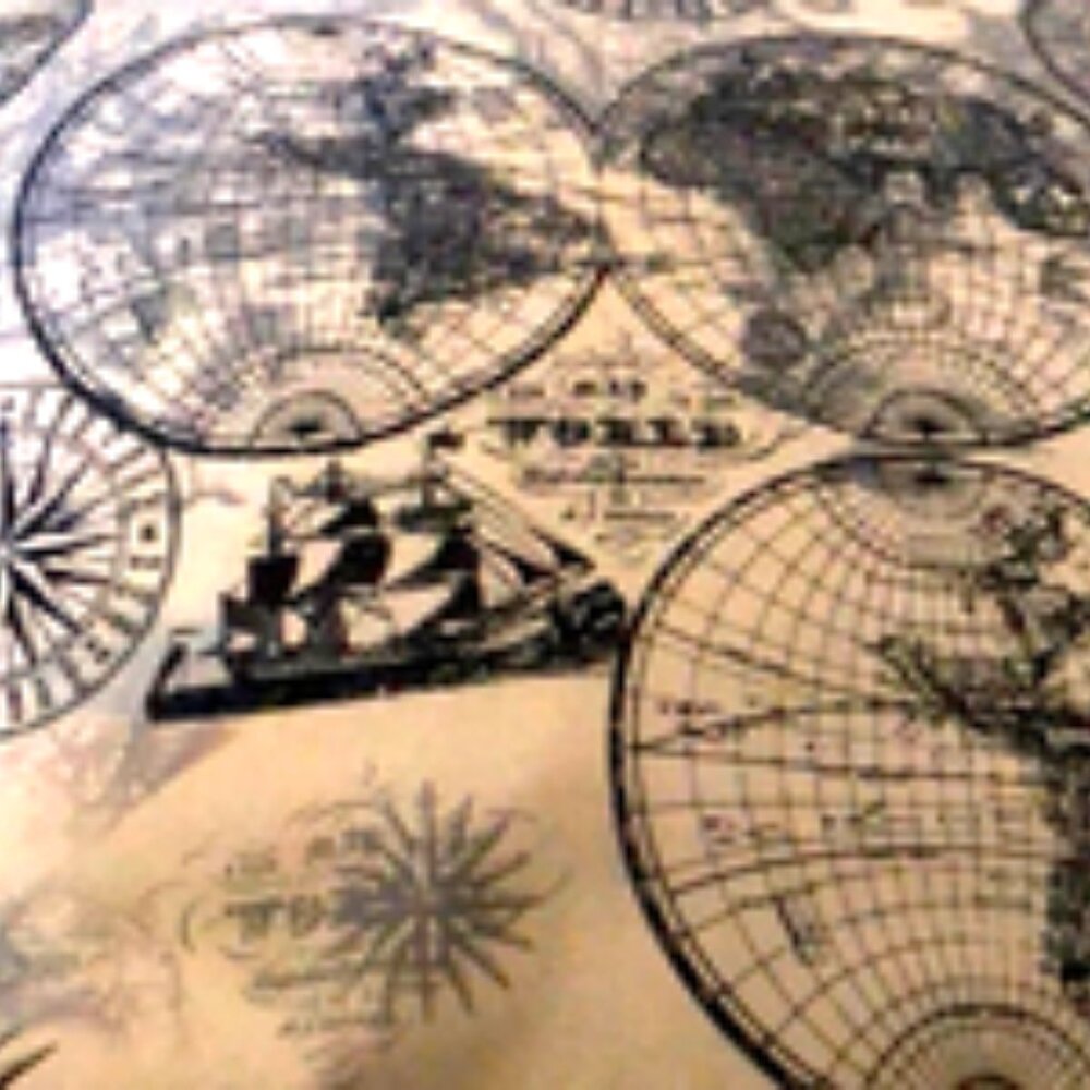 Fabric Ocean Maps 1 yard x 44/45” wide David Textiles, Inc Lula Bijoux Studio